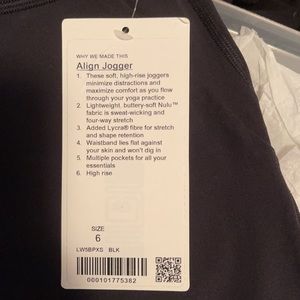 (NWT) Lululemon Align Jogger Size 6 Black